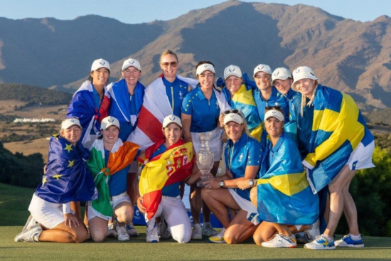 Solheim Cup 2023 European team celebrating at Finca Cortesín