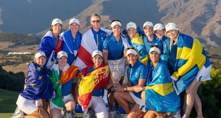 Solheim Cup 2023 European team celebrating at Finca Cortesín