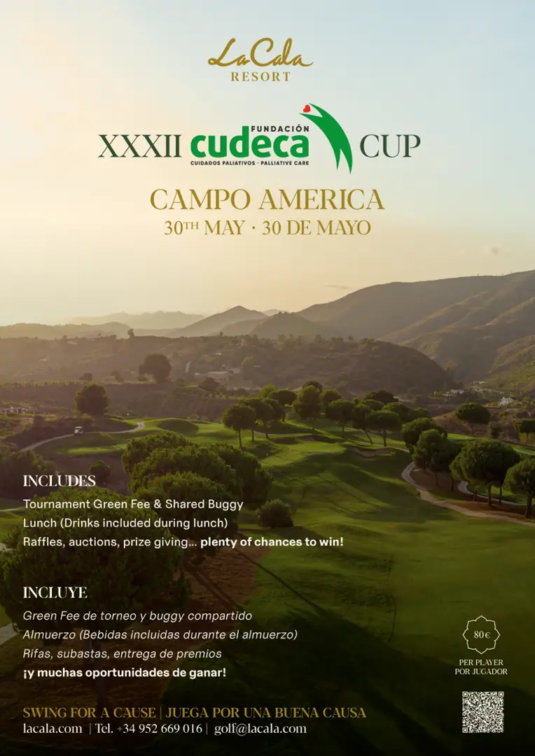 Cartel oficial de la XXXII Cudeca Cup 2026 en el Campo América de La Cala Resort