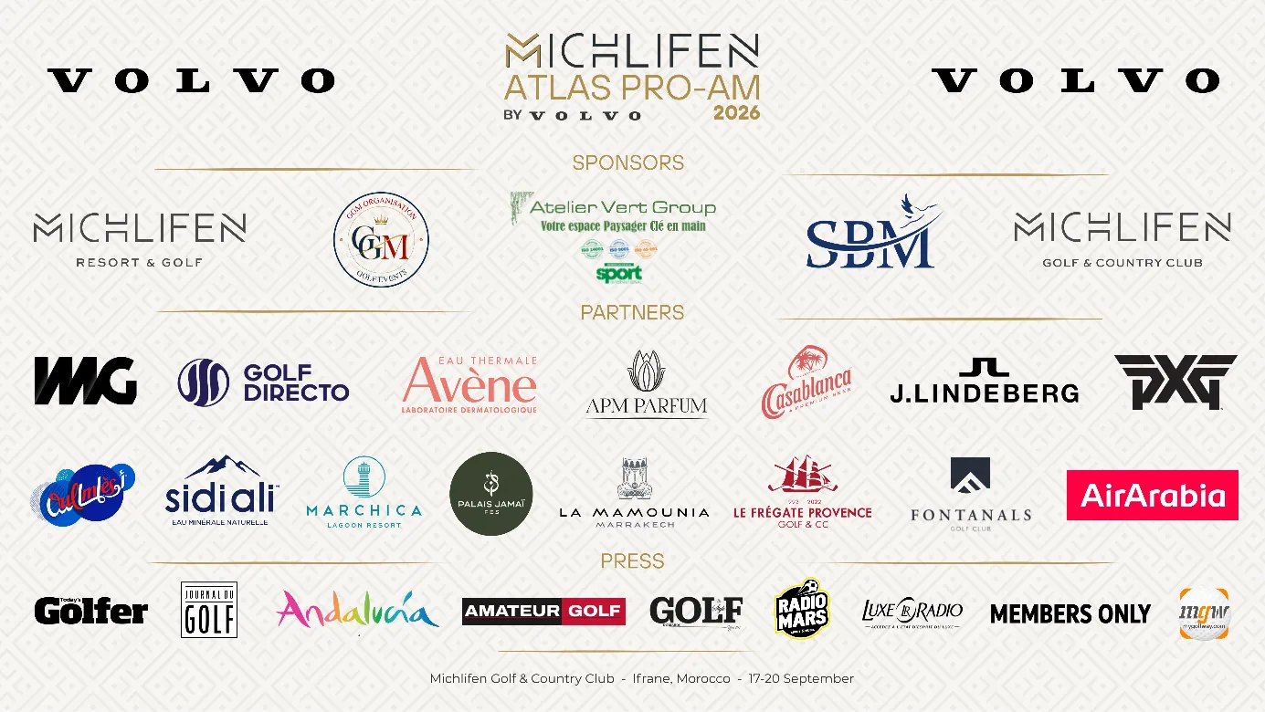 Patrocinadores, partners y medios del Michlifen Atlas Pro-Am 2026 by Volvo